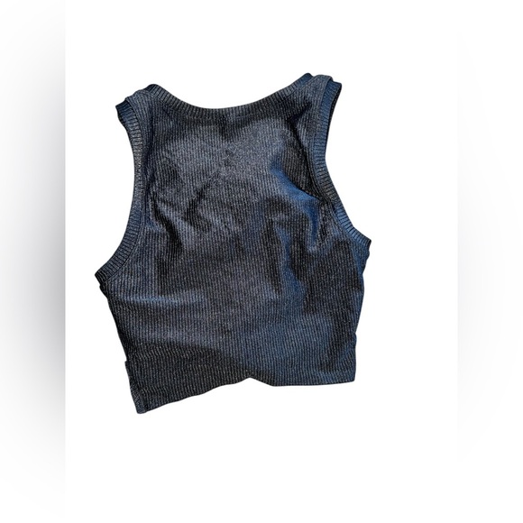 OFFLINE by Aerie Ribbed Black Twist-Front Crop Top – Size Small - Picture 2 of 3